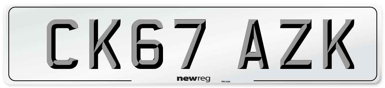 CK67 AZK Number Plate from New Reg
